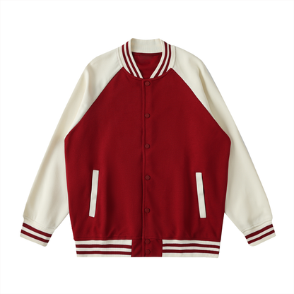 Two Tone Raglan Sleeve Varsity Jacket