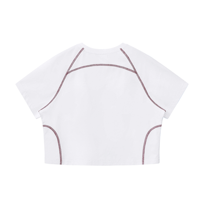 Women's Contrast Stitch Raglan Crop T-Shirt