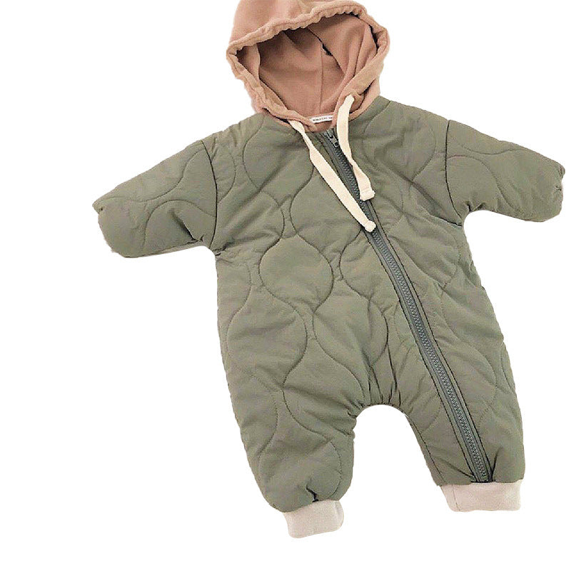 Baby Cotton Hooded Long Romper – Soft & Cozy Jumpsuit (0–2 Years) - Sureru