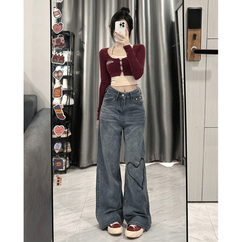 Love Embroidered Wide-Leg Jeans – Simple & Effortlessly Chic - Sureru