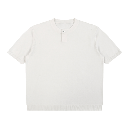 Cotton Knit Short Sleeve Henley T-Shirt