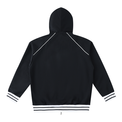 Striped Trim Zip-Up Hoodie