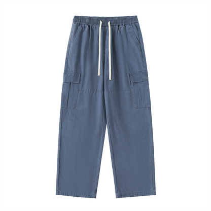 Drawstring Waist Straight-Leg Cargo Pants