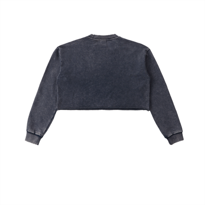 Snow Washed Raw Edge Cropped Sweatshirt