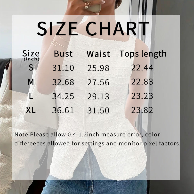 Womens Trendy Square Neck Button Up Vest Top Y2k Going Out Tank Tops - Sureru