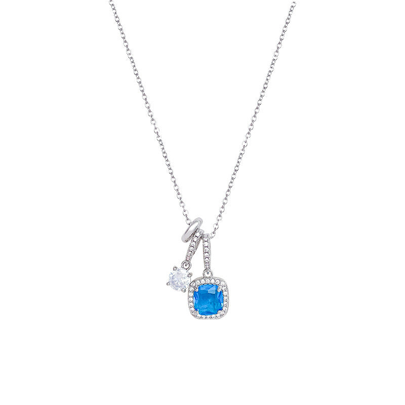 Super Shiny Blue Zircon Necklace – High-End Clavicle Chain - Sureru