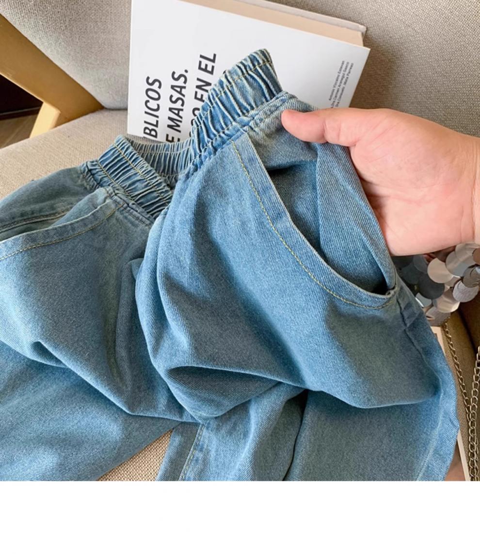 Sweet Style Lace Spliced Hollow Denim Pants – Elastic Waist, Nine-Point Fit - Sureru