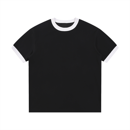 Contrast Edge Ribbed Crewneck T-Shirt