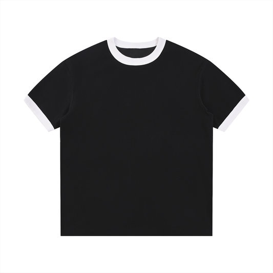 Contrast Edge Ribbed Crewneck T-Shirt