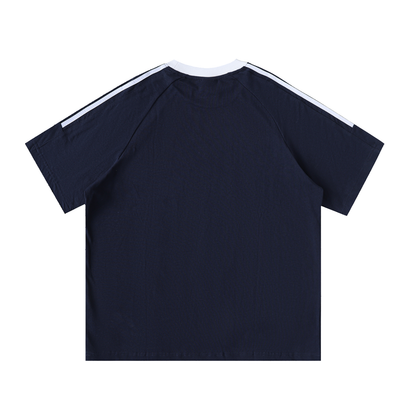 Contrast Tape Crewneck Cotton T-Shirt