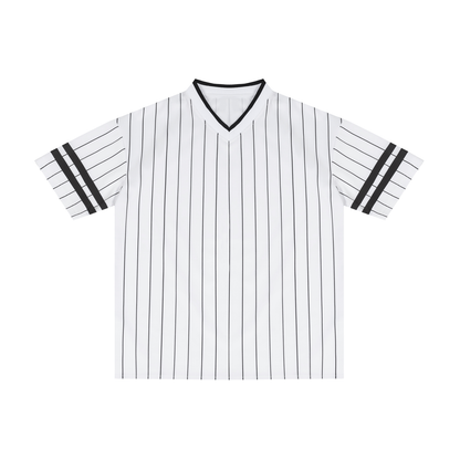 Unisex Striped Loose V-Neck T-Shirt
