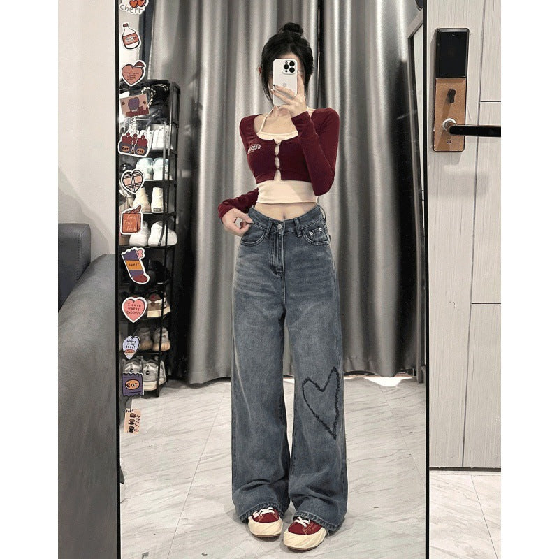Love Embroidered Wide-Leg Jeans – Simple & Effortlessly Chic - Sureru