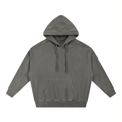 Snow Washed Tape Raw Edge Hoodie