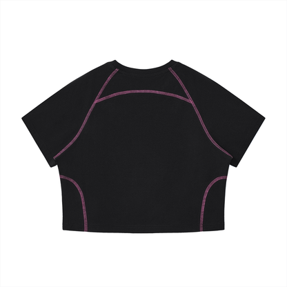 Women's Contrast Stitch Raglan Crop T-Shirt