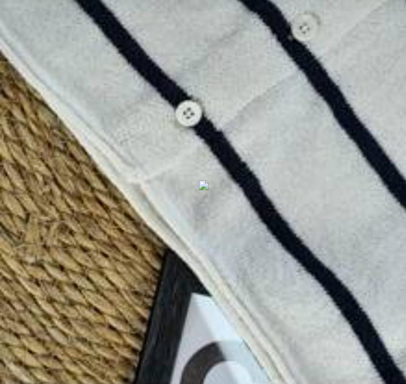 Women's 2025 Spring Summer Casual Fold-Down Short Sleeve Fashion Button Knitted Cardigan Sweater Navy Striped Sleeve Knitted Cardigan - Sureru