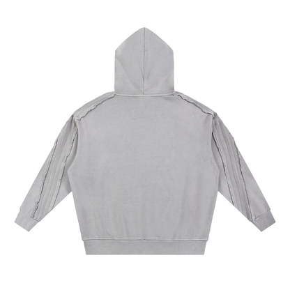 Snow Washed Tape Raw Edge Hoodie