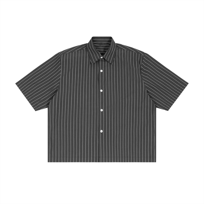Unisex Striped Boxy Button-Up Shirt
