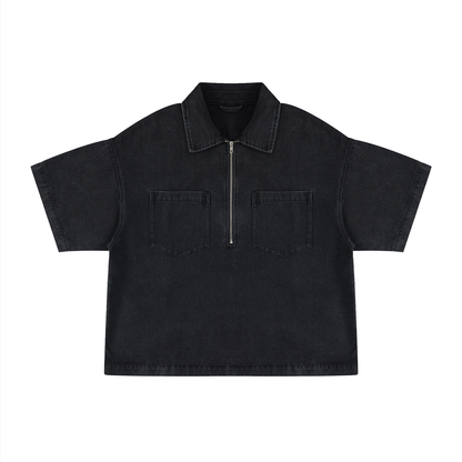 Sureru Vintage Washed Cropped Denim Jacket – Oversized Streetwear Layer