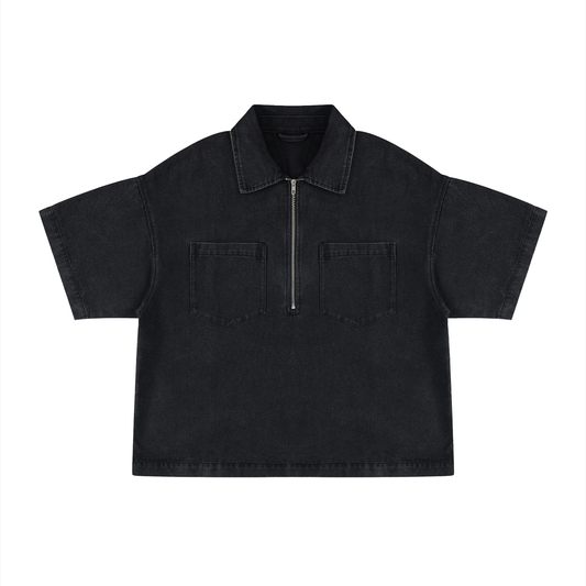 Sureru Vintage Washed Cropped Denim Jacket – Oversized Streetwear Layer