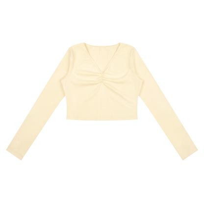 Women's Ruched Long Sleeve Crop T-Shirt