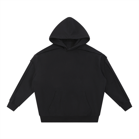 Contrast Tape Raw Edge Double Layered Hoodie