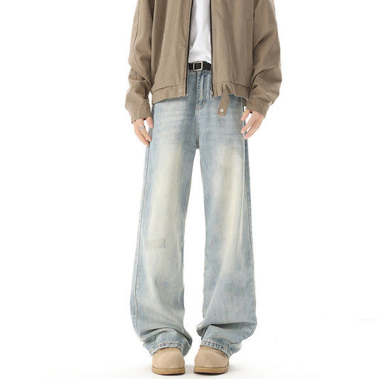 Men’s Blue Straight-Leg Denim Pants - Sureru