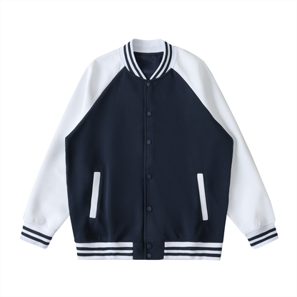 Two Tone Raglan Sleeve Varsity Jacket