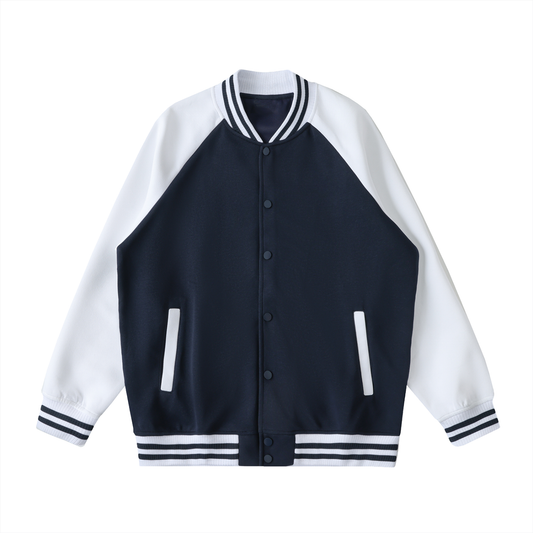 Two Tone Raglan Sleeve Varsity Jacket