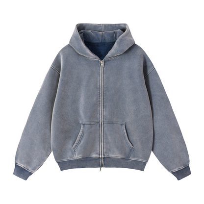 Zip-Through Boxy Fleece Hoodie