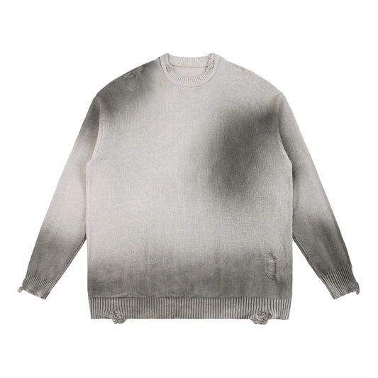 Sun Fade Distressed Ripped Crewneck sweater