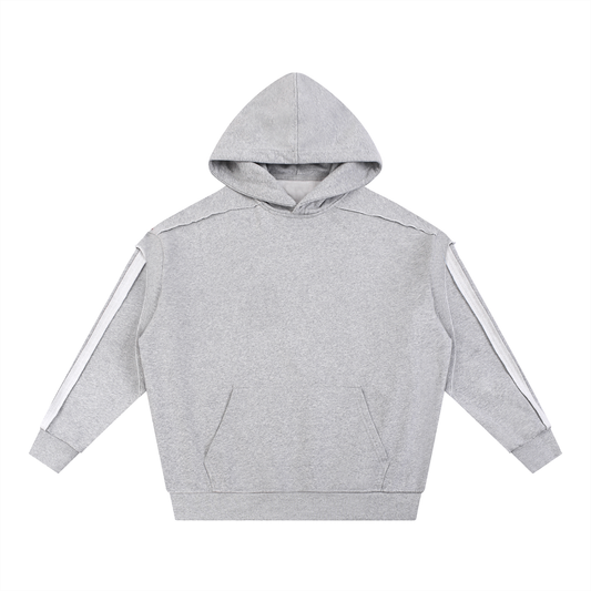 Contrast Tape Raw Edge Double Layered Hoodie