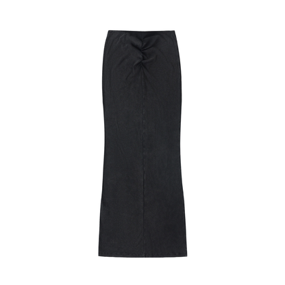 Dyed Washed Drawstring Maxi Skirt