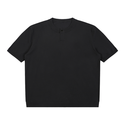 Cotton Knit Short Sleeve Henley T-Shirt