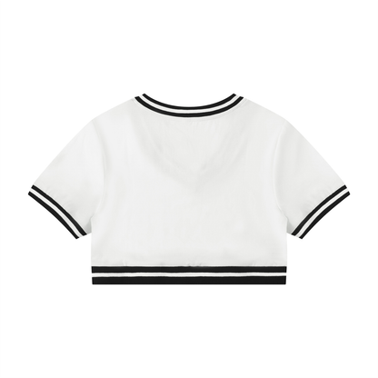 Women's Color Block V-Neck Crop T-Shirt