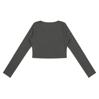 Women's Ruched Long Sleeve Crop T-Shirt