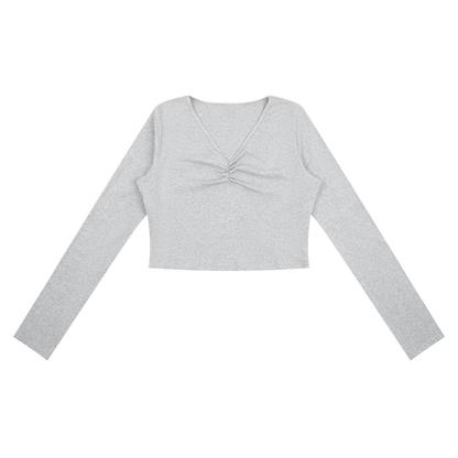 Women's Ruched Long Sleeve Crop T-Shirt