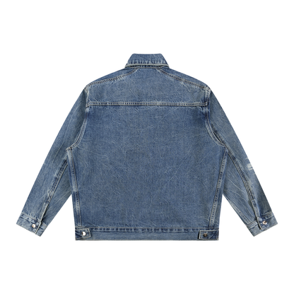 Vintage Wash Zip Up Denim Jacket
