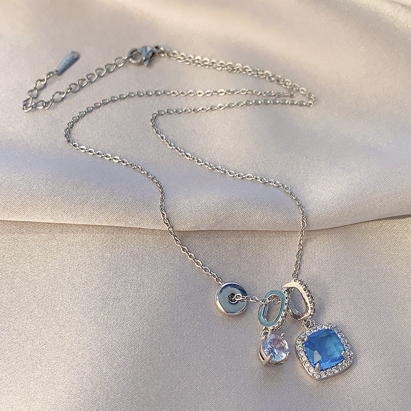 Super Shiny Blue Zircon Necklace – High-End Clavicle Chain - Sureru