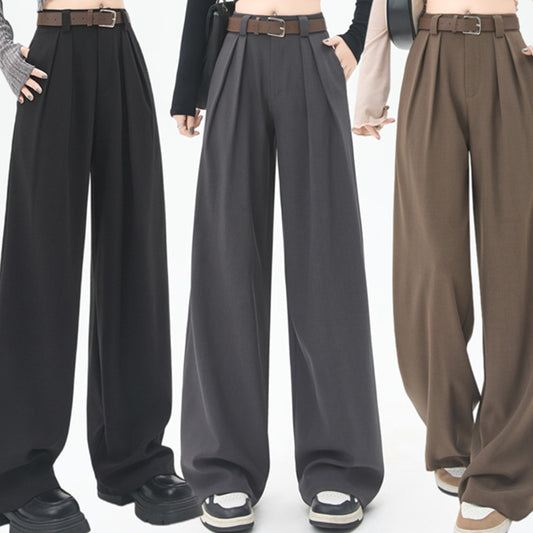 Women’s High-Waist Straight Trousers with Pockets - Sureru