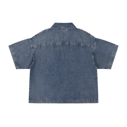Sureru Vintage Washed Cropped Denim Jacket – Oversized Streetwear Layer
