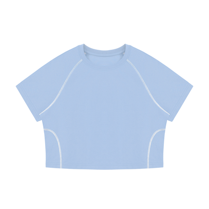 Women's Contrast Stitch Raglan Crop T-Shirt