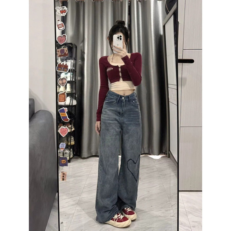 Love Embroidered Wide-Leg Jeans – Simple & Effortlessly Chic - Sureru