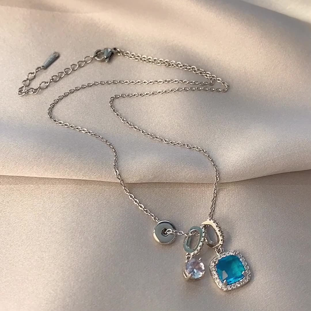 Super Shiny Blue Zircon Necklace – High-End Clavicle Chain - Sureru