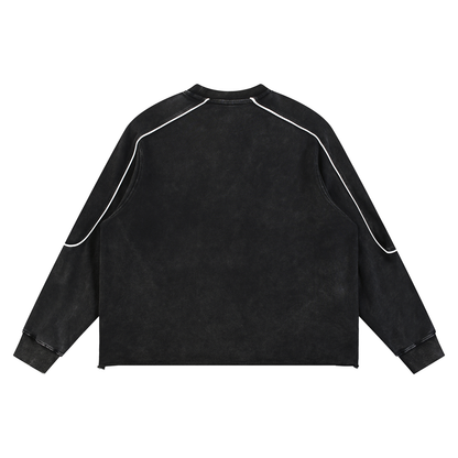 Mineral Wash Piping Raw Hem Sweatshirt