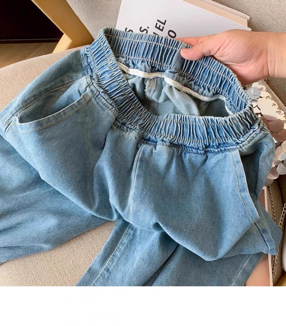 Sweet Style Lace Spliced Hollow Denim Pants – Elastic Waist, Nine-Point Fit - Sureru