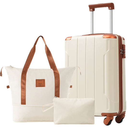 Hardshell Luggage Sets 3 Piece Carry-on Suitcases With Wheels, TSA Lock For Men Women-White - Sureru