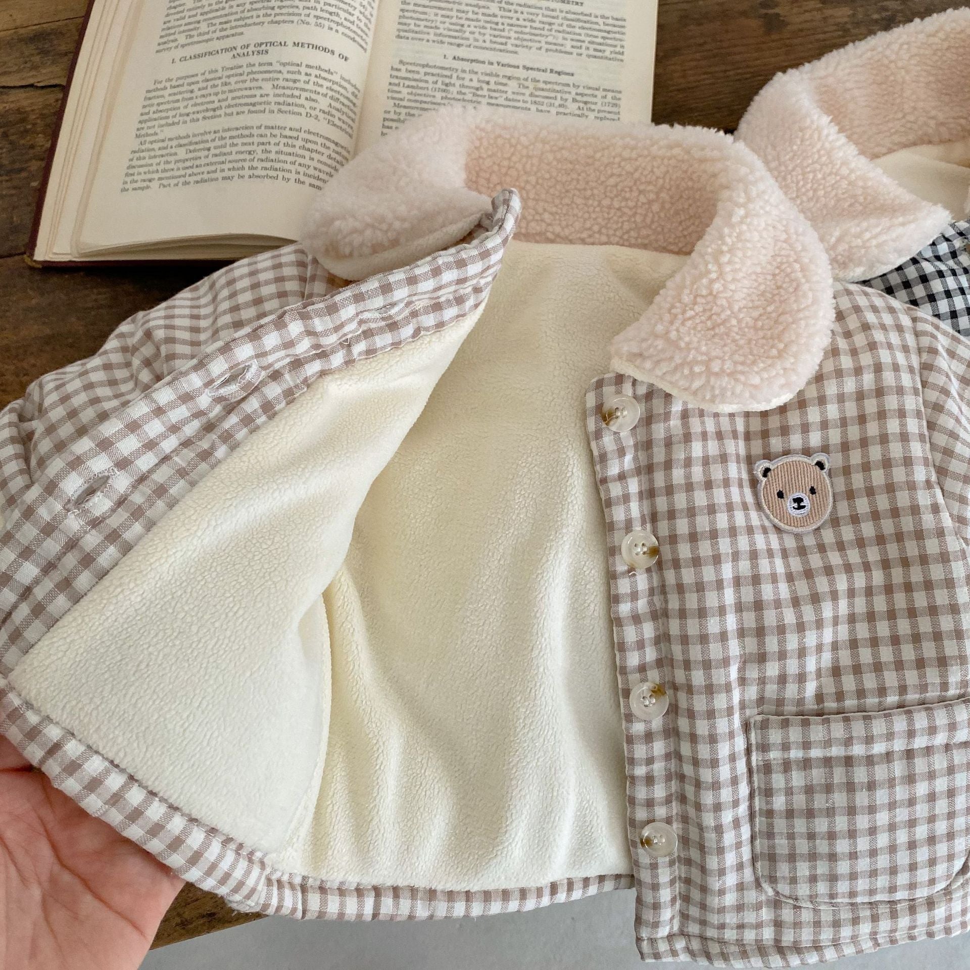 Unisex Plaid Winter Baby Romper – Thickened Cotton Lined Cardigan (0–3 Years) - Sureru