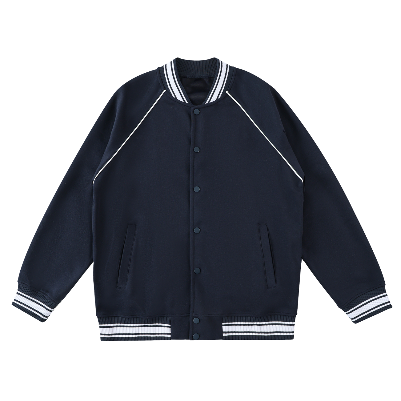 Contrast Trim Raglan Varsity Jacket