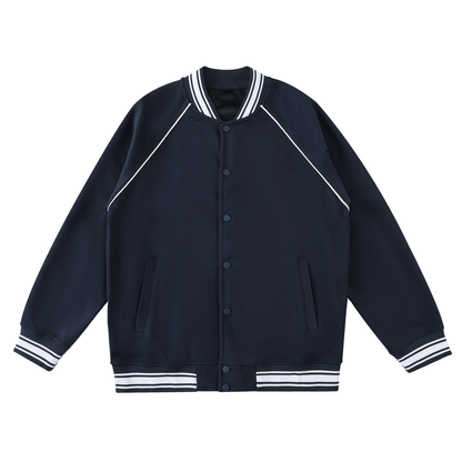 Contrast Trim Raglan Varsity Jacket