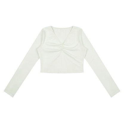Women's Ruched Long Sleeve Crop T-Shirt